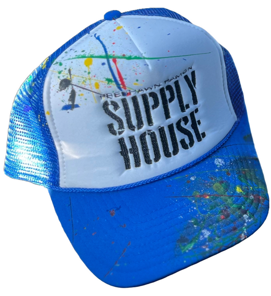 BLUE (SPLATTER) WORKING TRUCKER HAT